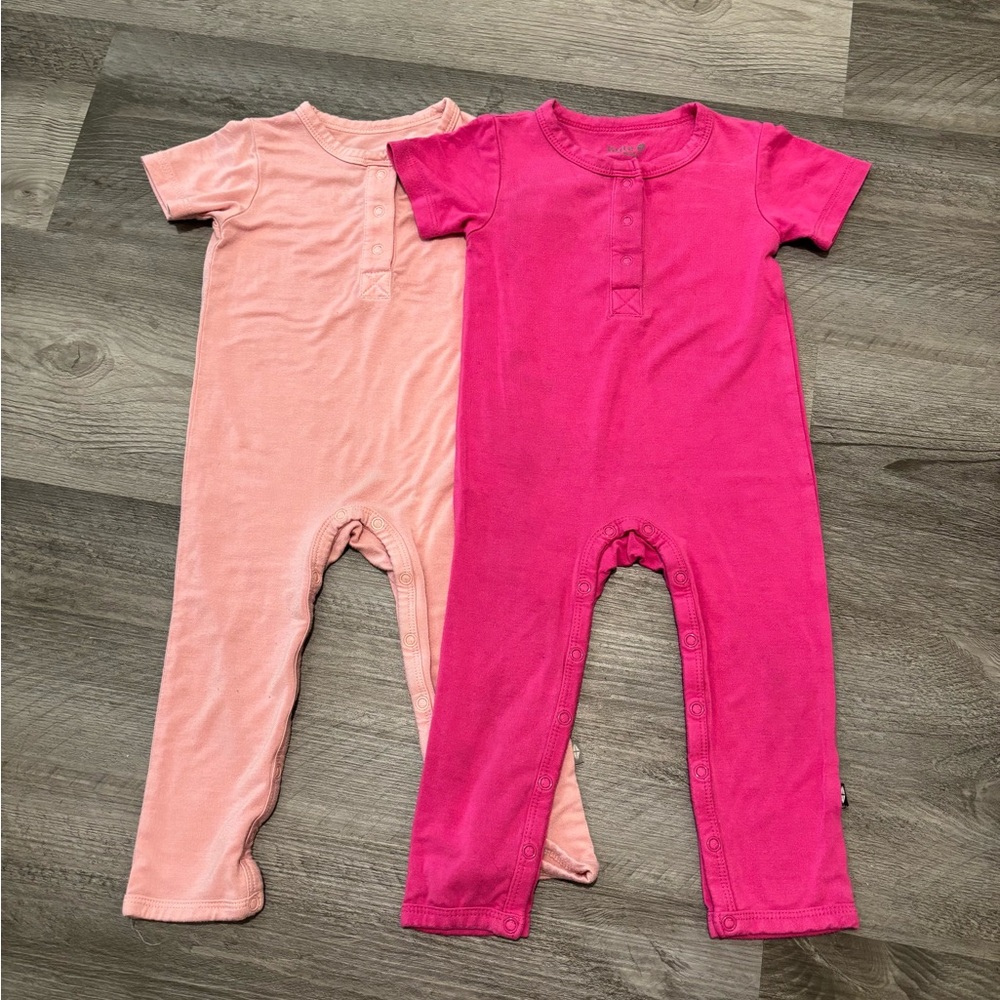 Kyte BABY Hot Pink Short-Sleeve One-Piece Bodysuit Rompers Set 6-12 Months